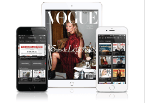 An image of multiple devices displaying a collection of digital magazines, and the paperless guest experience.