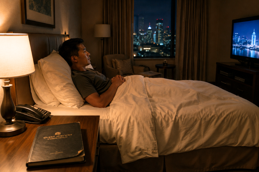 traditional digital compendium in a luxury hotel room