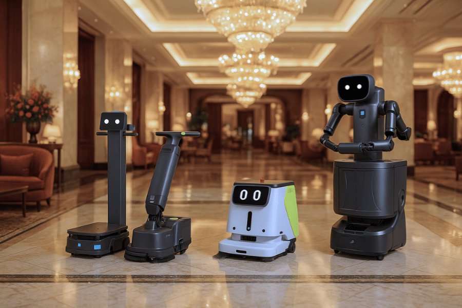 a selection of luxury hotel robots