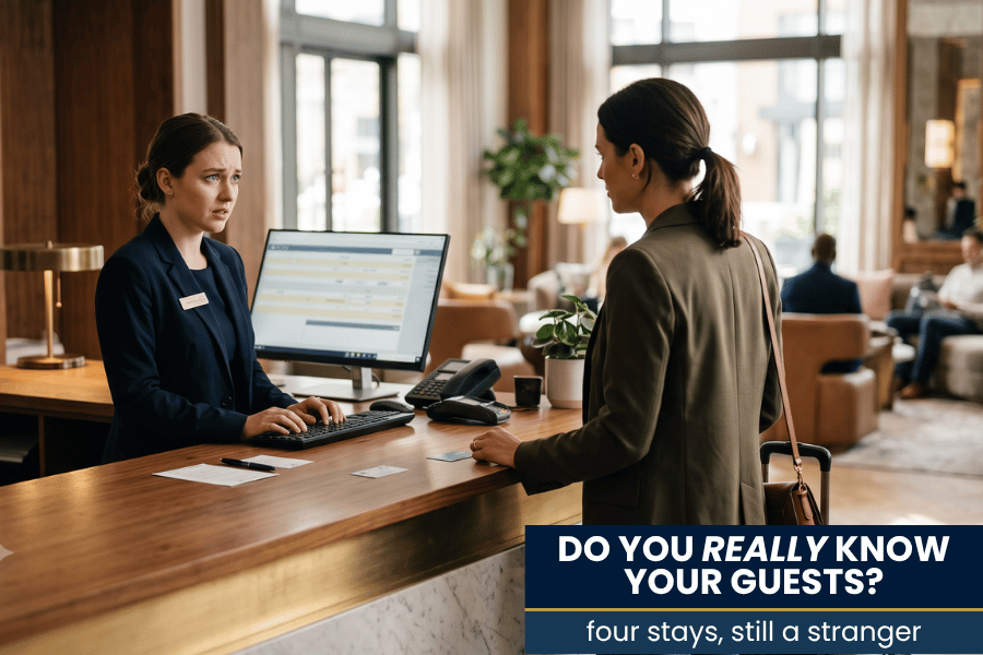 a luxury hotel guest talking to the hotel receptionist